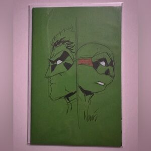 Eddie Nunez ‘Green lantern/Raphael’ Split Sketch W/ COA 1 Of 1